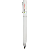 3-in-1 Tech Cleaning Stylus Gel Pen — White (WH) — decorated front view — 2