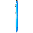 Brite Recycled Aluminum Gel Stylus Pen — Blue (BL) — decorated front view
