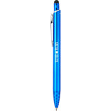 Brite Recycled Aluminum Gel Stylus Pen — Blue (BL) — decorated front view — 11