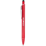 Brite Recycled Aluminum Gel Stylus Pen — Red (RD) — decorated front view — 2