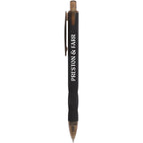 Hexi Soft Touch Recycled Gel Pen — Black (BK) — decorated front view — 34