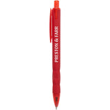 Hexi Soft Touch Recycled Gel Pen — Red (RD) — decorated front view — 18
