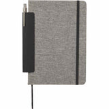 5.5" x 8.5" FSC Recycled Viper RPET Notebook — Black (BK) — blank detail view — 12