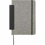 5.5" x 8.5" FSC Recycled Viper RPET Notebook — Black (BK) — blank front view — 10
