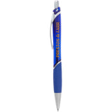 Pivot Translucent Recycled Gel Pen — Blue (BL) — decorated front view — 26