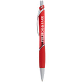 Pivot Translucent Recycled Gel Pen — Red (RD) — decorated front view — 2