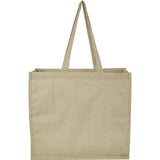 4oz Recycled Cotton Shopper Tote with Laminated Interior — Natural (NT) — blank back view — 18