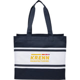 Varsity Box Tote — Navy (NY) — decorated front view — 2