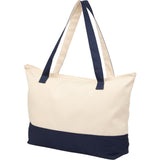 Color Accent Zippered Cotton Tote — Navy (NY) — blank left angle — 9