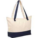 Color Accent Zippered Cotton Tote — Navy (NY) — blank right angle — 8