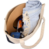 Color Accent Zippered Cotton Tote — Navy (NY) — blank detail view — 5