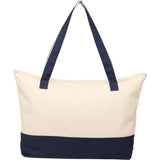 Color Accent Zippered Cotton Tote — Navy (NY) — blank front view — 4