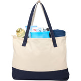 Color Accent Zippered Cotton Tote — Navy (NY) — blank product view — 3