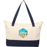 Color Accent Zippered Cotton Tote — Navy (NY) — decorated front view — 2