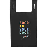 Recycled Non-Woven T-Shirt Tote — Black (BK) — decorated front view — 14
