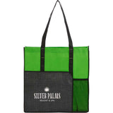 Radius Recycled Non-Woven Tote — Lime (LM) — decorated front view — 14