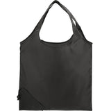 Bungalow RPET Foldable Shopper Tote — Black (BK) — blank back view — 34