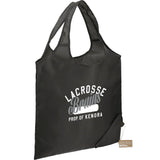 Bungalow RPET Foldable Shopper Tote — Black (BK) — decorated product view — 30