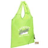Bungalow RPET Foldable Shopper Tote — Lime (LM) — decorated product view — 9