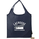 Bungalow RPET Foldable Shopper Tote — Navy (NY) — decorated front view — 22