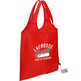 Bungalow RPET Foldable Shopper Tote — Red (RD) — decorated product view — 3