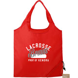 Bungalow RPET Foldable Shopper Tote — Red (RD) — decorated front view — 2