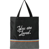 Rainbow RPET Convention Tote — Black (BK) — decorated front view — 2