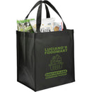 Double Laminated Wipeable Grocery Tote — Black (BK) — decorated product view