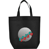 Challenger Non-Woven Shopper Tote — Black (BK) — decorated front view — 2