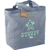Recycled 5oz Cotton Twill Grocery Tote — Blue (BL) — decorated right angle — 5
