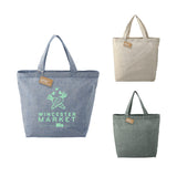 Recycled 5oz Cotton Twill Grocery Tote — Blue (BL) — decorated front view — 3