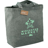 Recycled 5oz Cotton Twill Grocery Tote — Dark Green — decorated right angle — 19