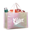 Iridescent Non-Woven Shopper Tote — Iridescent (IR) — decorated product view
