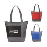 Chrome 9-Can Non-Woven Insulated Cooler Lunch Bag — Black (BK) — decorated front view — 7