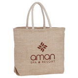 Herringbone Jute Tote — Natural (NT) — decorated product view — 4