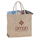 Herringbone Jute Tote — Natural (NT) — decorated product view — 3