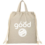 Recycled 5oz Cotton Drawstring Bag — Natural (NT) — decorated front view — 2
