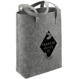 Recycled Felt Shopper Tote — Charcoal (CA) — decorated right angle — 4