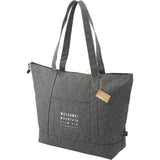 Vila Recycled Zippered Tote — Graphite (GA) — decorated left angle — 10
