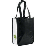 Gloss Laminated Non-Woven Gift Tote — Black (BK) — blank right angle — 23