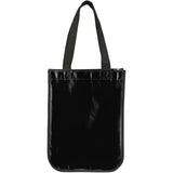 Gloss Laminated Non-Woven Gift Tote — Black (BK) — blank front view — 21