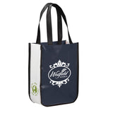 Gloss Laminated Non-Woven Gift Tote — Navy (NY) — decorated right angle — 7
