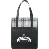 Big Grocery Laminated Non-Woven Tote — Black (BK) — decorated front view — 8