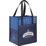 Big Grocery Laminated Non-Woven Tote — Navy (NY) — decorated right angle — 4