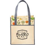 Big Grocery Vintage Laminated Non-Woven Tote — Natural (NT) — decorated front view — 2