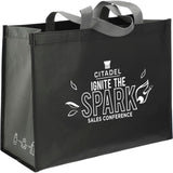 RPET Laminated Matte Shopper Tote — Black — decorated right angle — 4