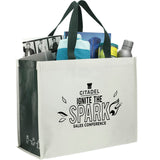 RPET Laminated Matte Shopper Tote — Natural — decorated right angle — 15