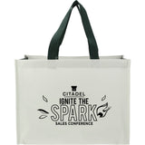 RPET Laminated Matte Shopper Tote — Natural — decorated front view — 14