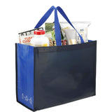 RPET Laminated Matte Shopper Tote — Navy — blank right angle — 12
