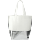 Large Laminated Metallic Bottom Tote — White — blank front view — 6